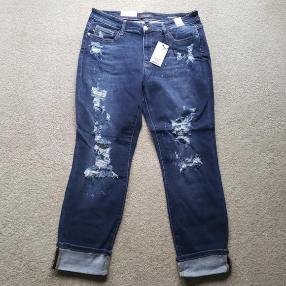 Judy Blue Denim - Judy Blue 13/31 mid rise Boyfriend Fit Distressed Jeans  denim JB82198DK